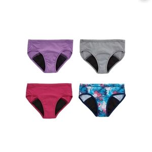 NWT Hanes Girls Size 10 Hipster Tagless Period Panties 4 Pack